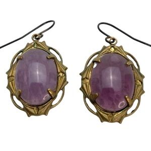 Purple Glass Dangle Earrings